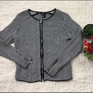H&M black and white Zip up cardigan